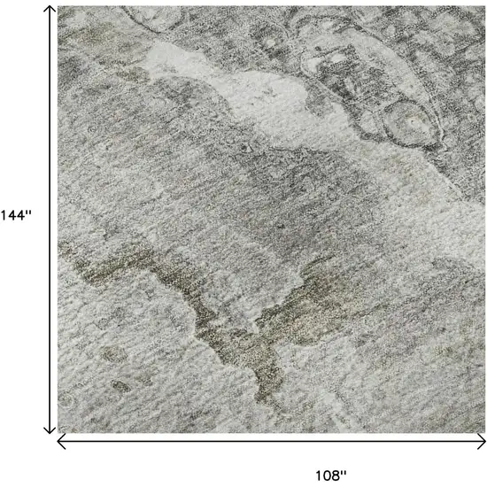 Silver And Gray Abstract Washable Area Rug With UV Protection Photo 8