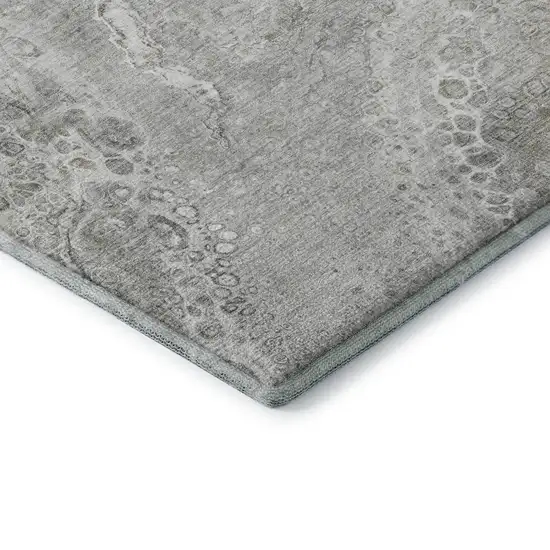 Silver And Gray Abstract Washable Area Rug With UV Protection Photo 6