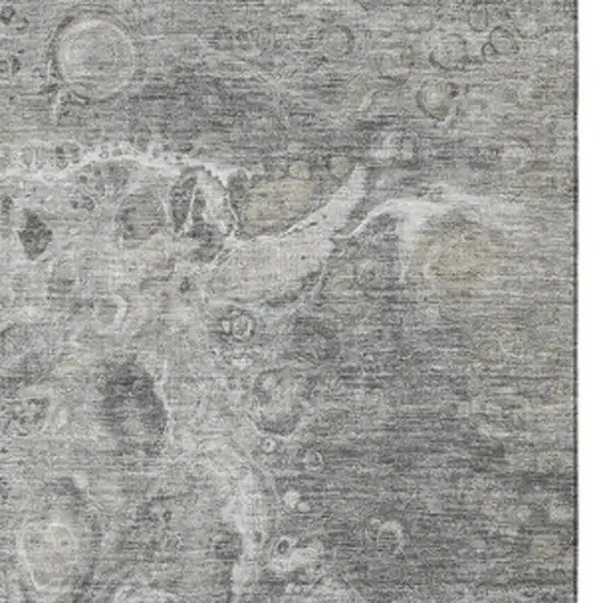Silver And Gray Abstract Washable Area Rug With UV Protection Photo 4