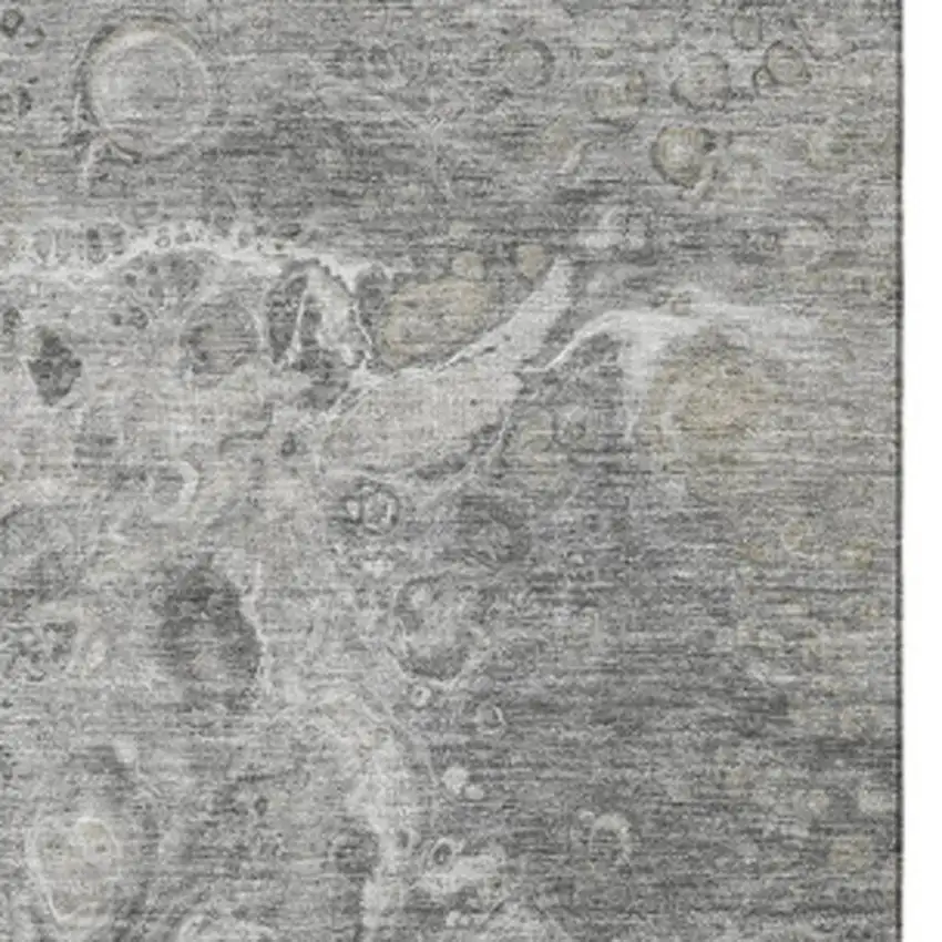 Silver And Gray Abstract Washable Area Rug With UV Protection Photo 4