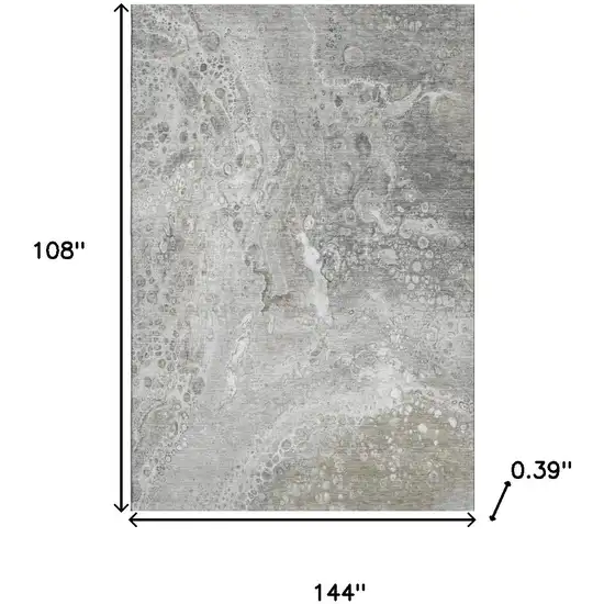 Silver And Gray Abstract Washable Area Rug With UV Protection Photo 3