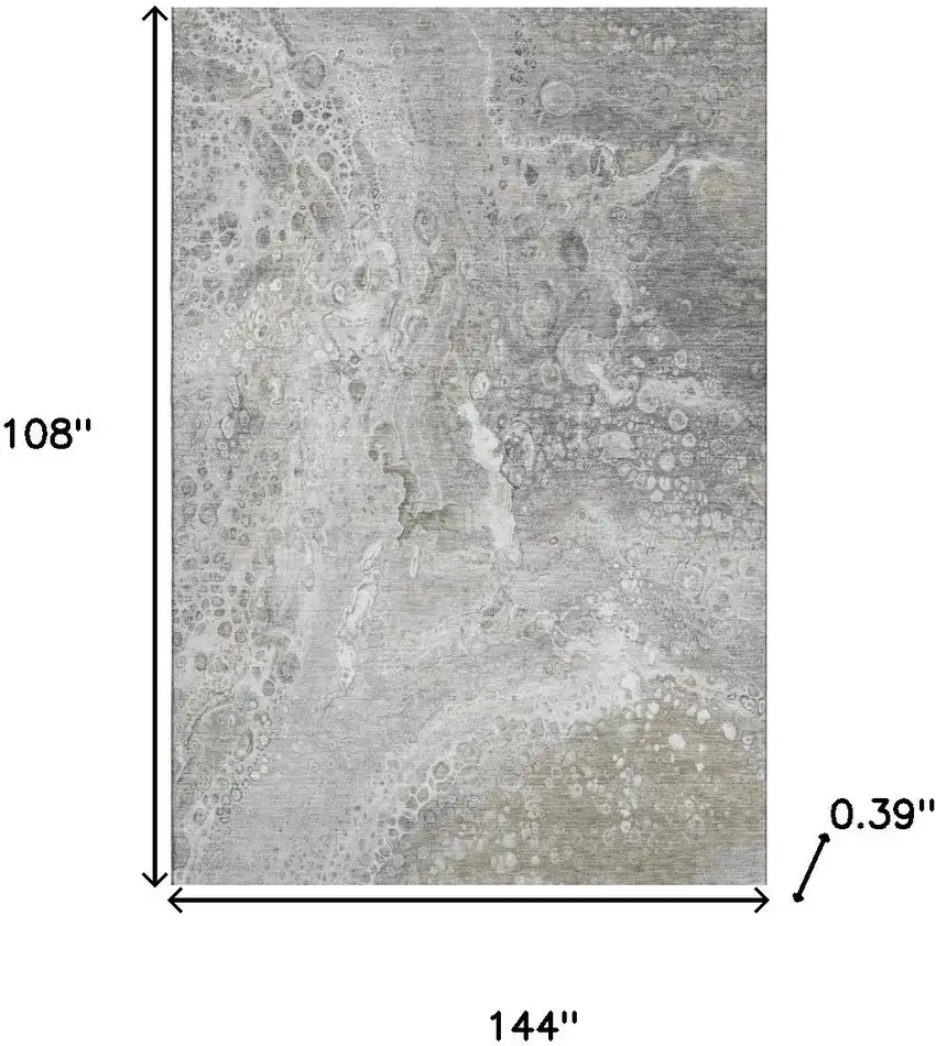 Silver And Gray Abstract Washable Area Rug With UV Protection Photo 3