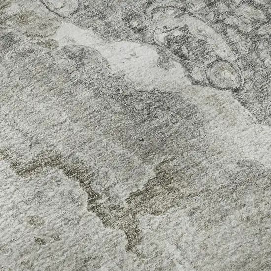 Silver And Gray Abstract Washable Area Rug With UV Protection Photo 1