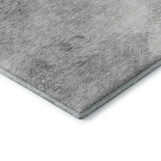 Silver And Gray Abstract Washable Area Rug With UV Protection Photo 9