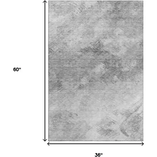Silver And Gray Abstract Washable Area Rug With UV Protection Photo 3