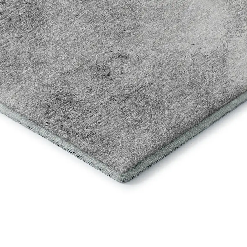 Silver And Gray Abstract Washable Area Rug With UV Protection Photo 7