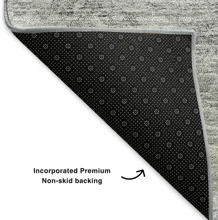 Silver And Gray Abstract Washable Area Rug With UV Protection Photo 6