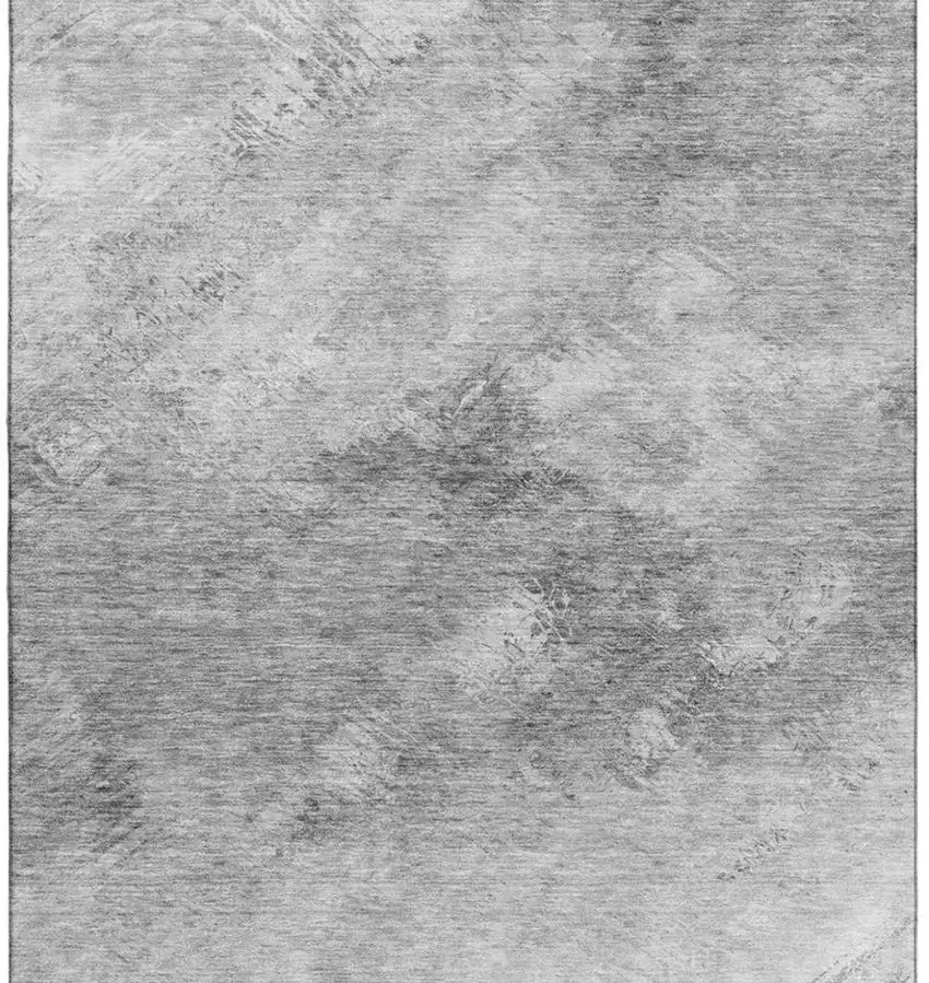 Silver And Gray Abstract Washable Area Rug With UV Protection Photo 4