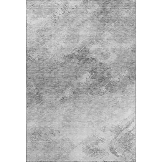 Silver And Gray Abstract Washable Area Rug With UV Protection Photo 1