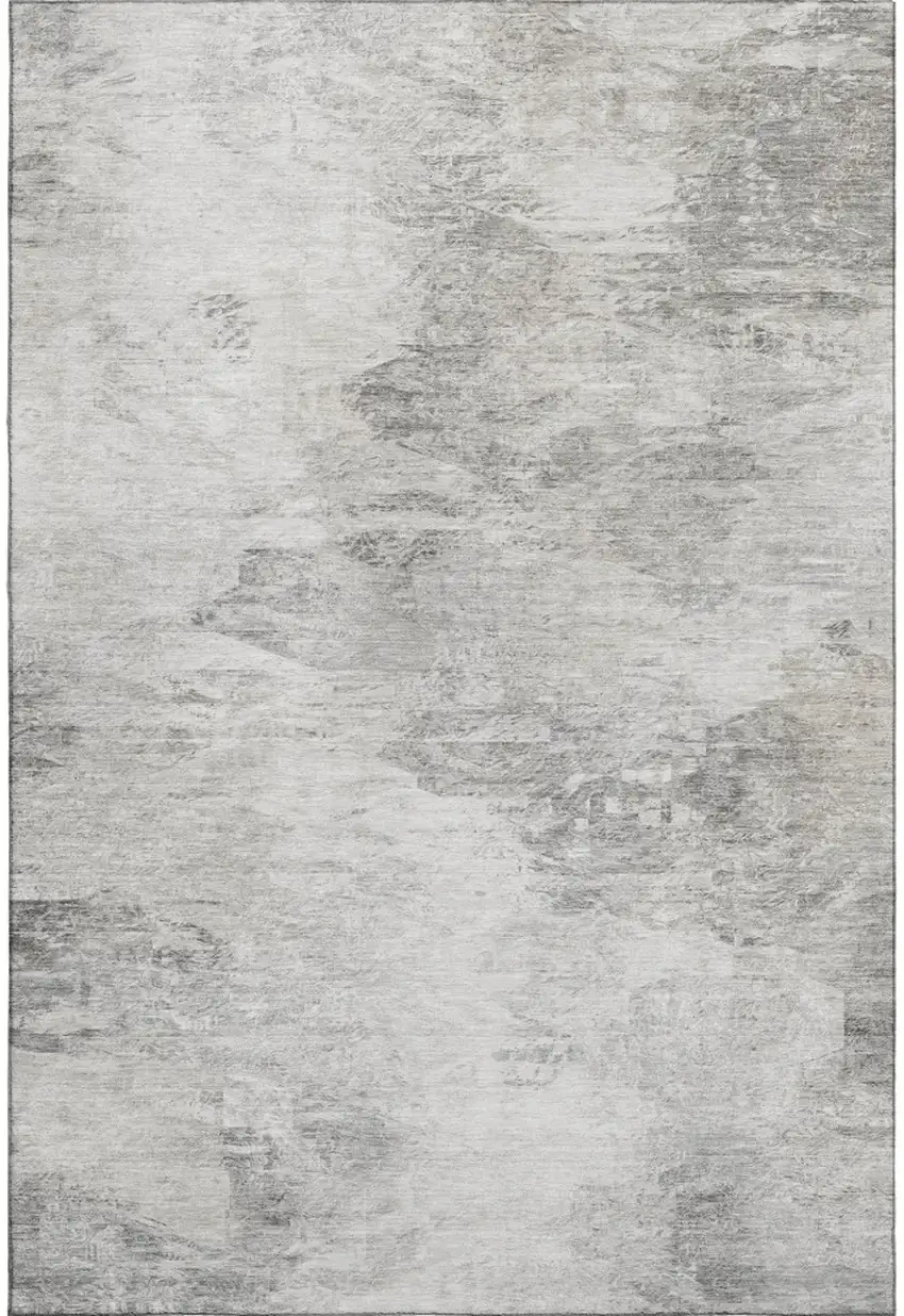 Silver And Gray Abstract Washable Area Rug With UV Protection Photo 2