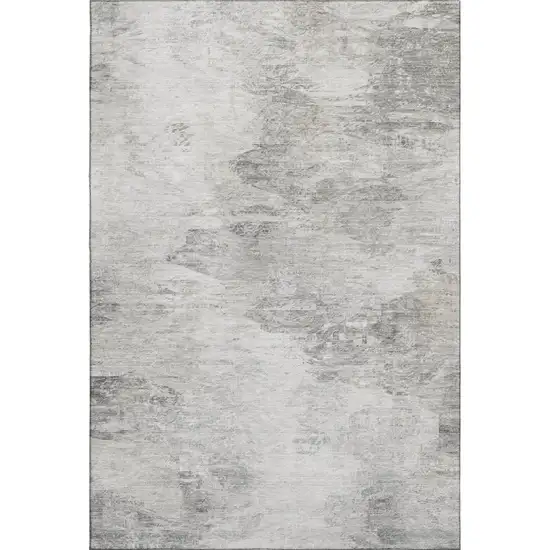 Silver And Gray Abstract Washable Area Rug With UV Protection Photo 1