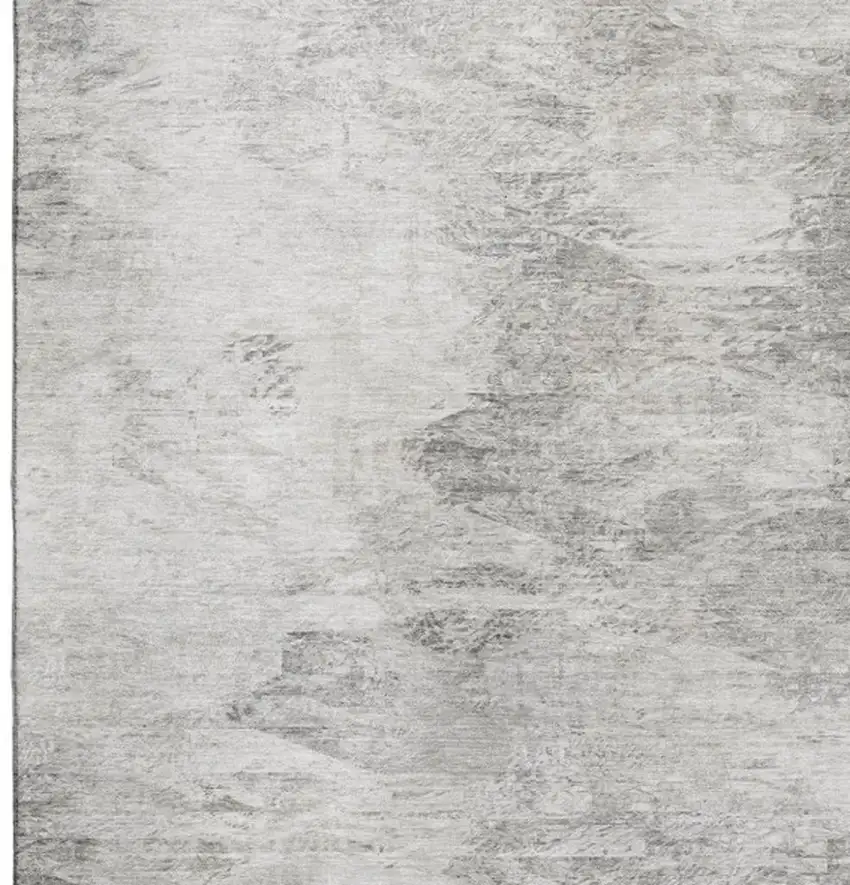 Silver And Gray Abstract Washable Area Rug With UV Protection Photo 4