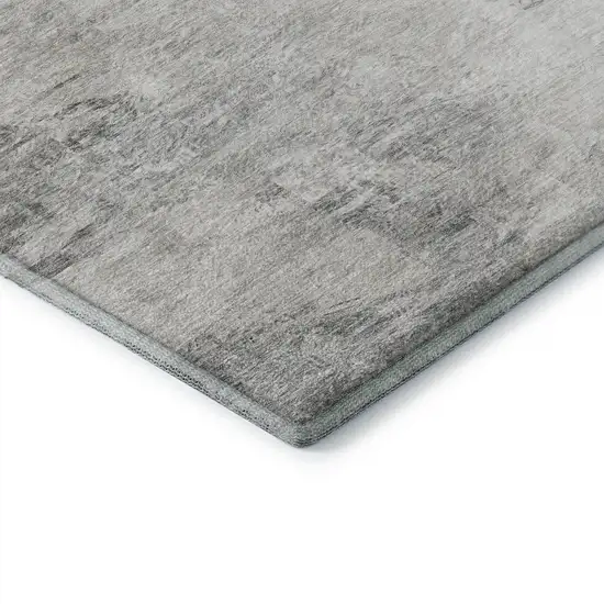 Silver And Gray Abstract Washable Area Rug With UV Protection Photo 9