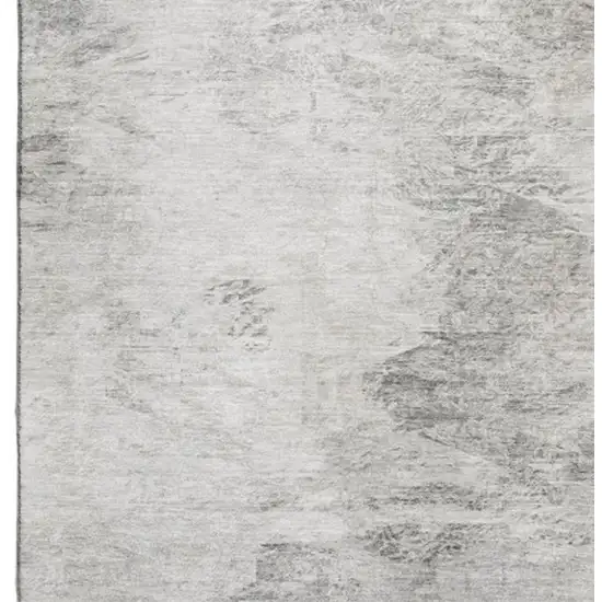 Silver And Gray Abstract Washable Area Rug With UV Protection Photo 3