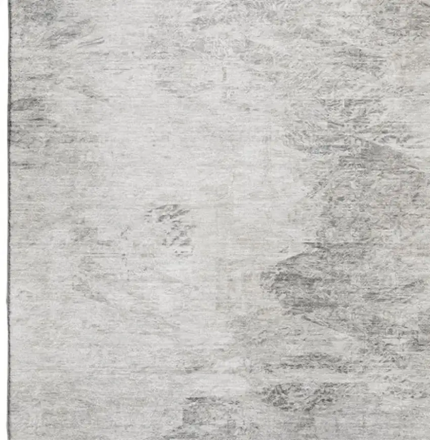 Silver And Gray Abstract Washable Area Rug With UV Protection Photo 3