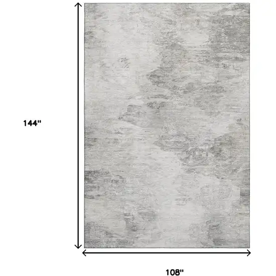 Silver And Gray Abstract Washable Area Rug With UV Protection Photo 7