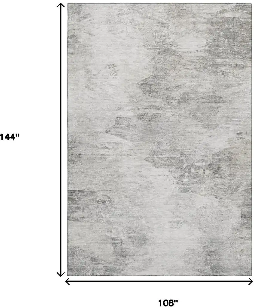 Silver And Gray Abstract Washable Area Rug With UV Protection Photo 7