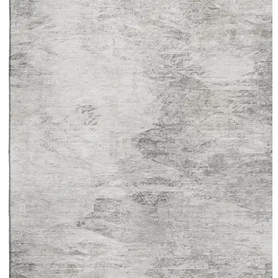 Silver And Gray Abstract Washable Area Rug With UV Protection Photo 4