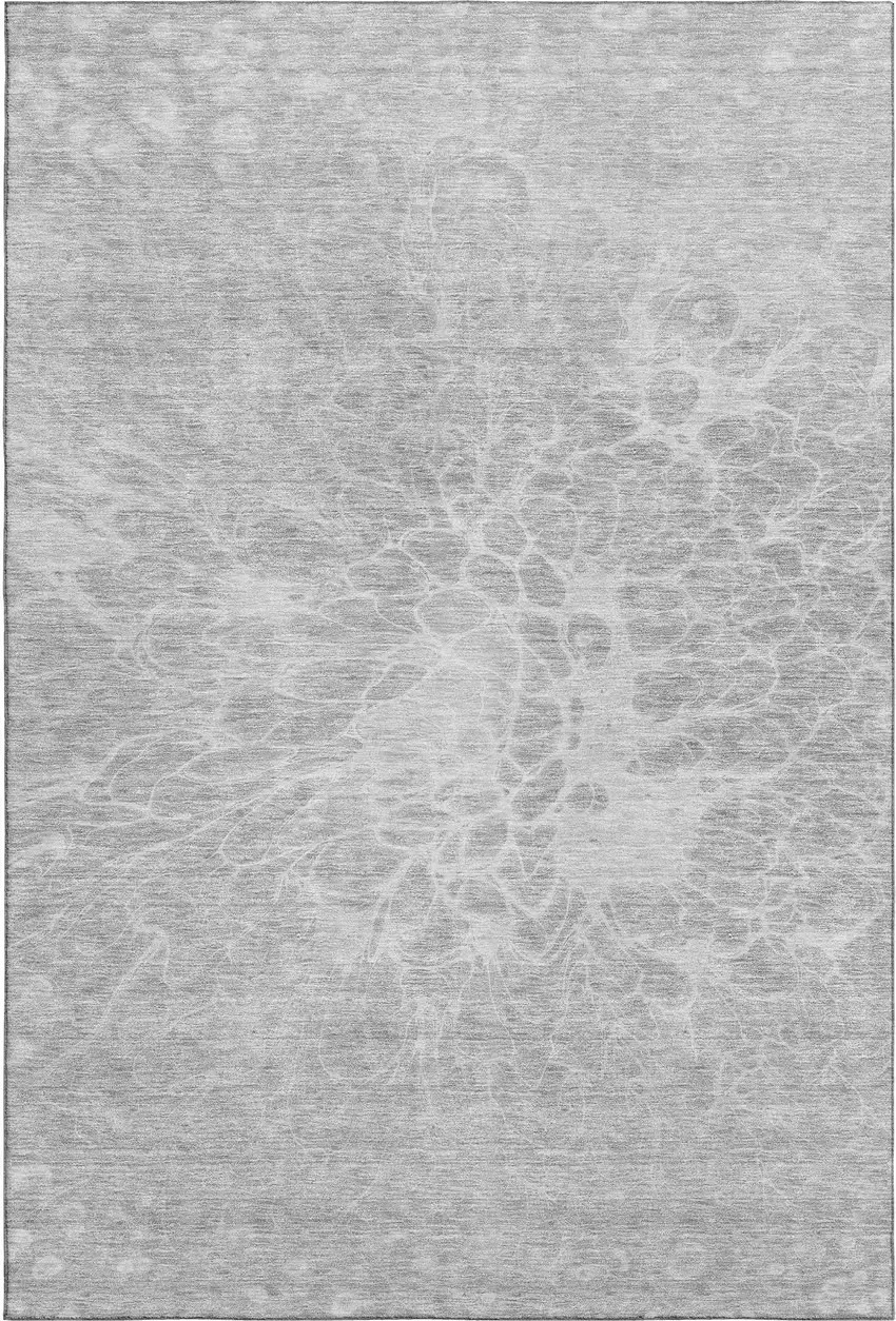 Silver And Gray Abstract Washable Area Rug With UV Protection Photo 1