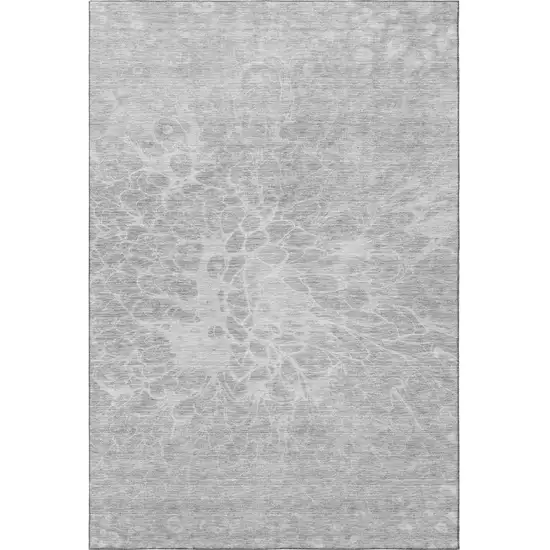 Silver And Gray Abstract Washable Area Rug With UV Protection Photo 4
