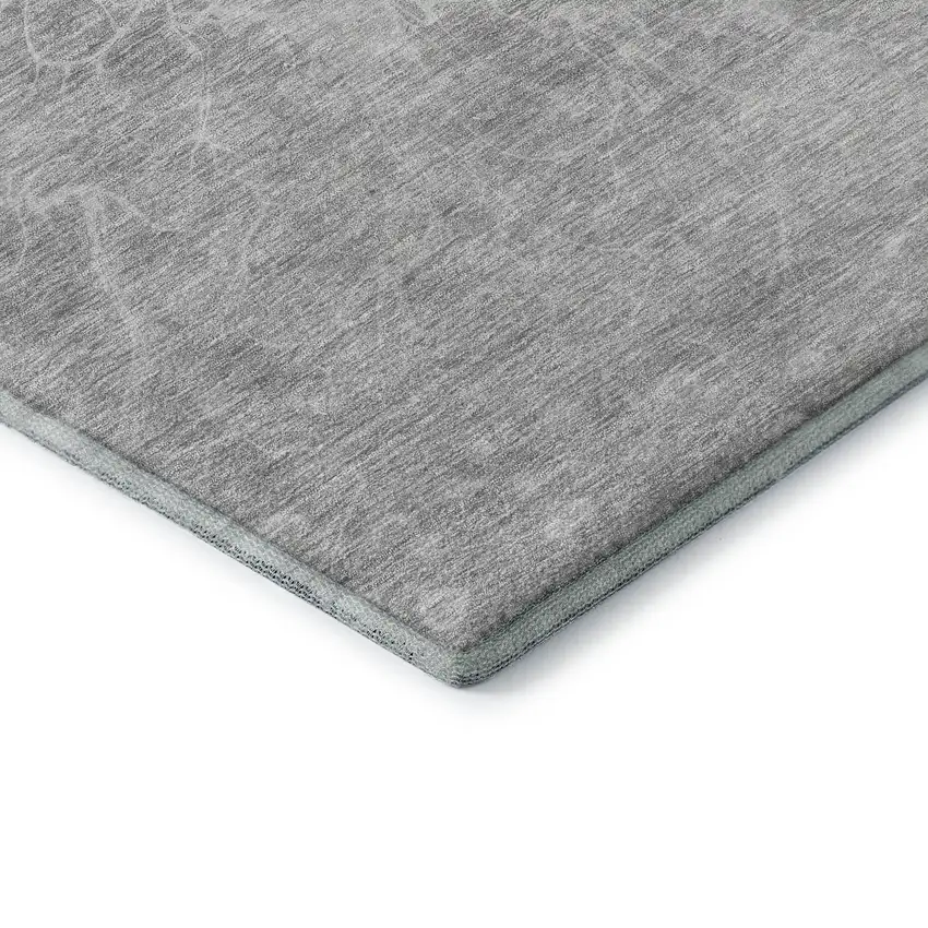 Silver And Gray Abstract Washable Area Rug With UV Protection Photo 8