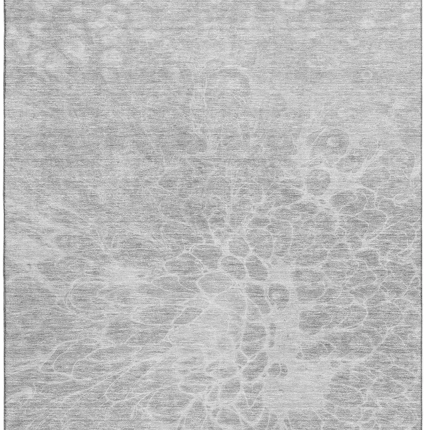 Silver And Gray Abstract Washable Area Rug With UV Protection Photo 4