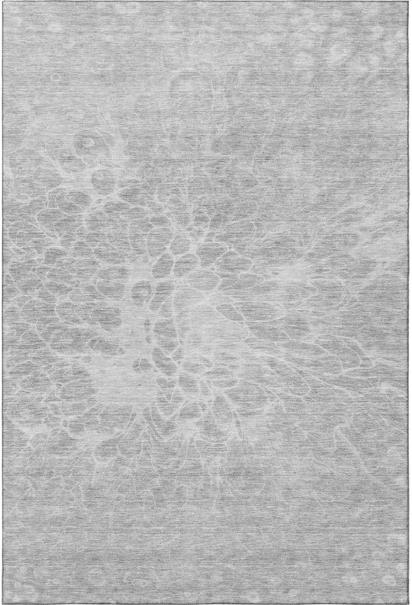 Silver And Gray Abstract Washable Area Rug With UV Protection Photo 4