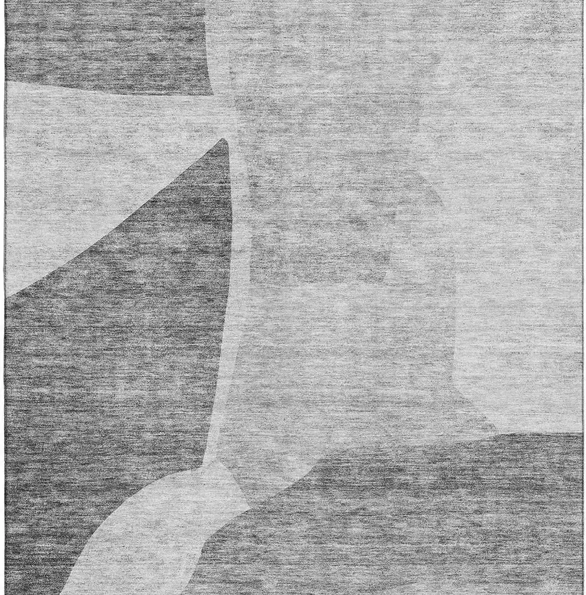 Silver And Gray Abstract Washable Area Rug With UV Protection Photo 2