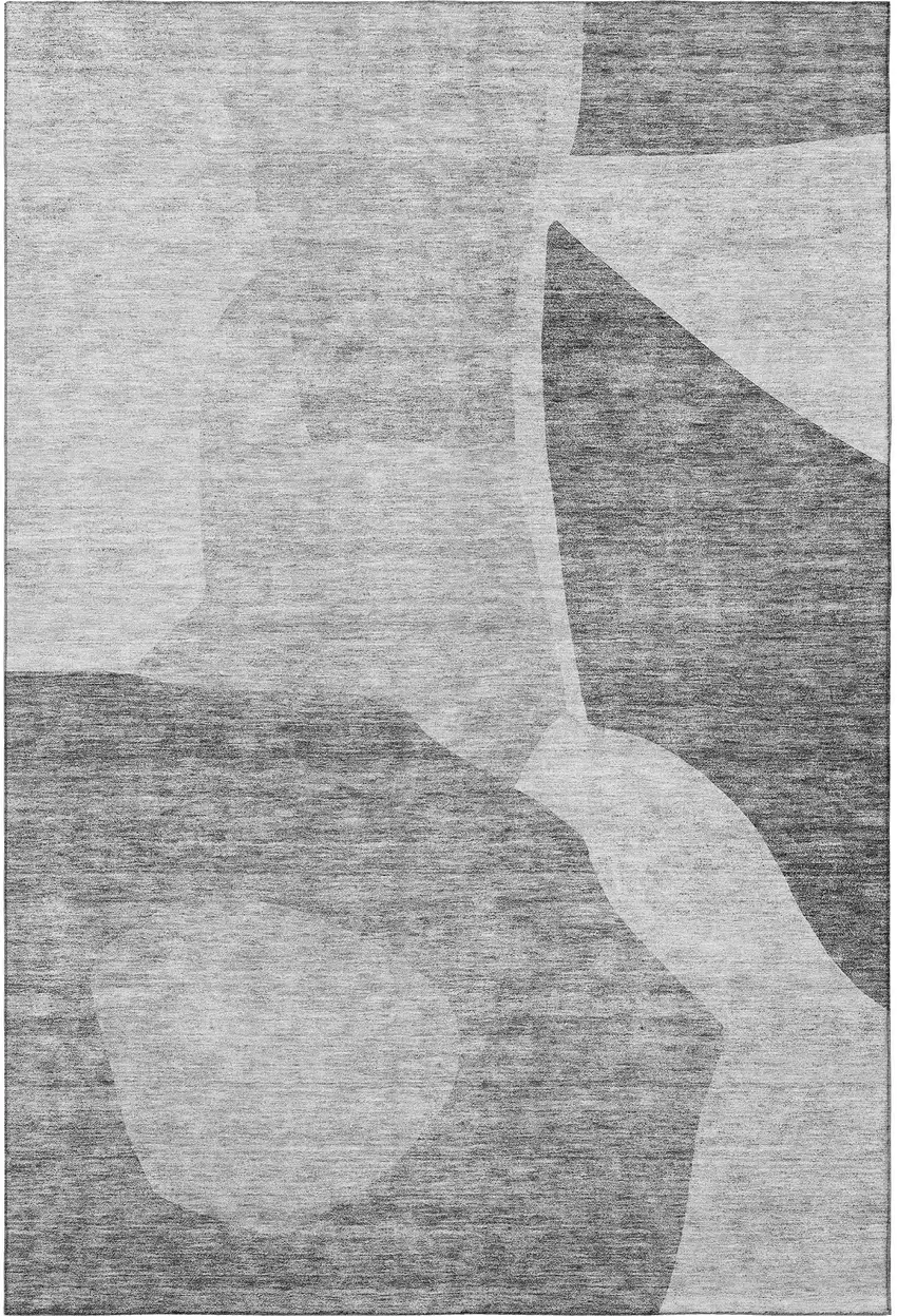 Silver And Gray Abstract Washable Area Rug With UV Protection Photo 3