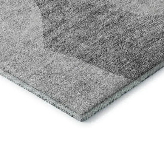 Silver And Gray Abstract Washable Area Rug With UV Protection Photo 7