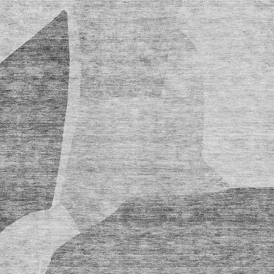 Silver And Gray Abstract Washable Area Rug With UV Protection Photo 2