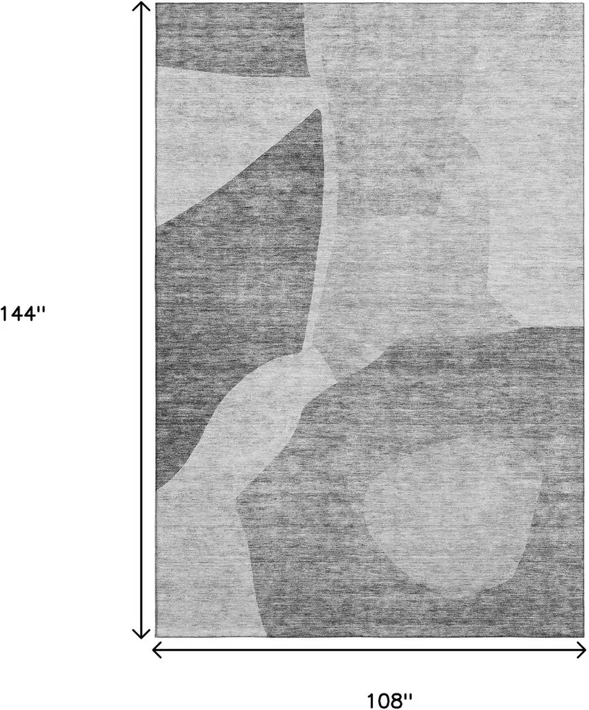 Silver And Gray Abstract Washable Area Rug With UV Protection Photo 3