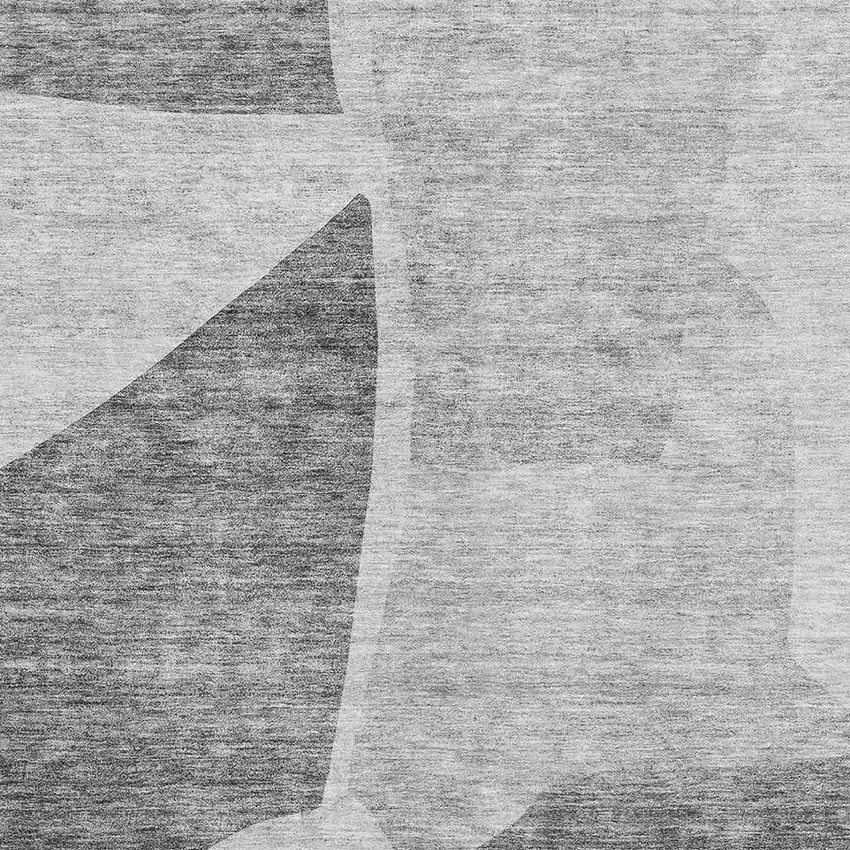 Silver And Gray Abstract Washable Area Rug With UV Protection Photo 2