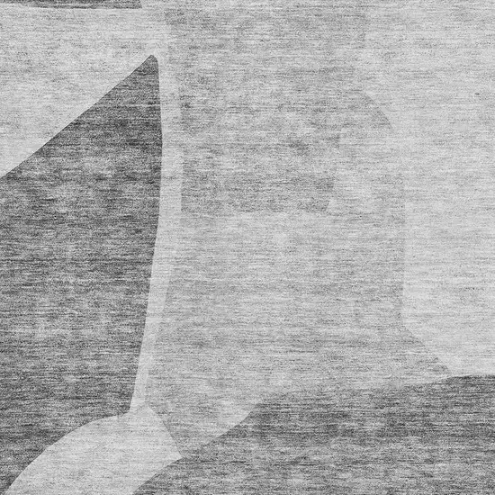 Silver And Gray Abstract Washable Area Rug With UV Protection Photo 2