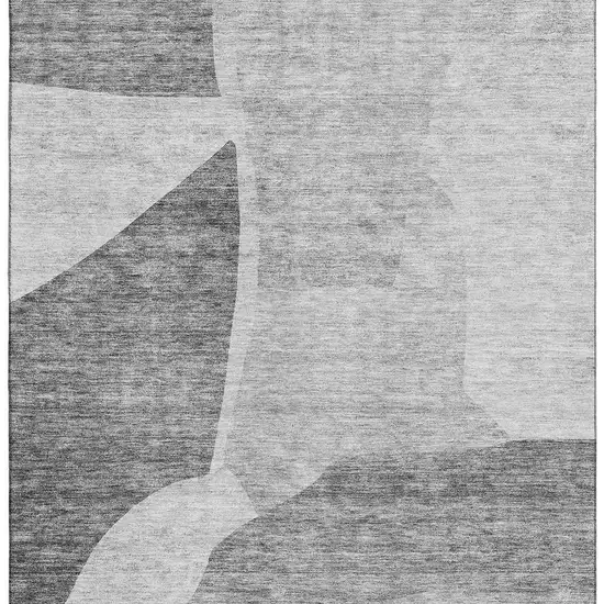 Silver And Gray Abstract Washable Area Rug With UV Protection Photo 3