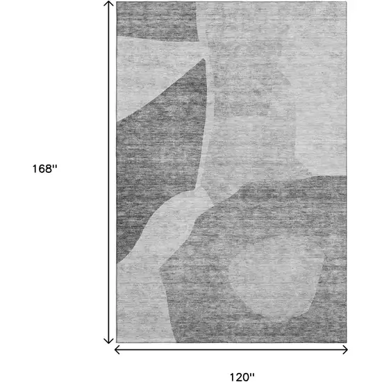 Silver And Gray Abstract Washable Area Rug With UV Protection Photo 3