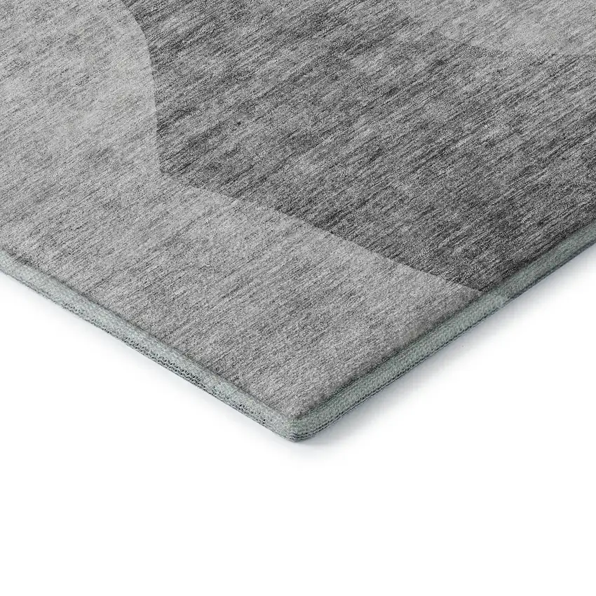 Silver And Gray Abstract Washable Area Rug With UV Protection Photo 7