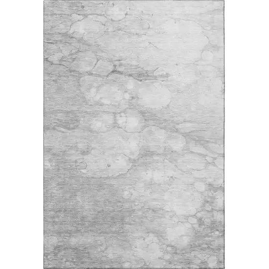 Silver And Gray Abstract Washable Area Rug With UV Protection Photo 4