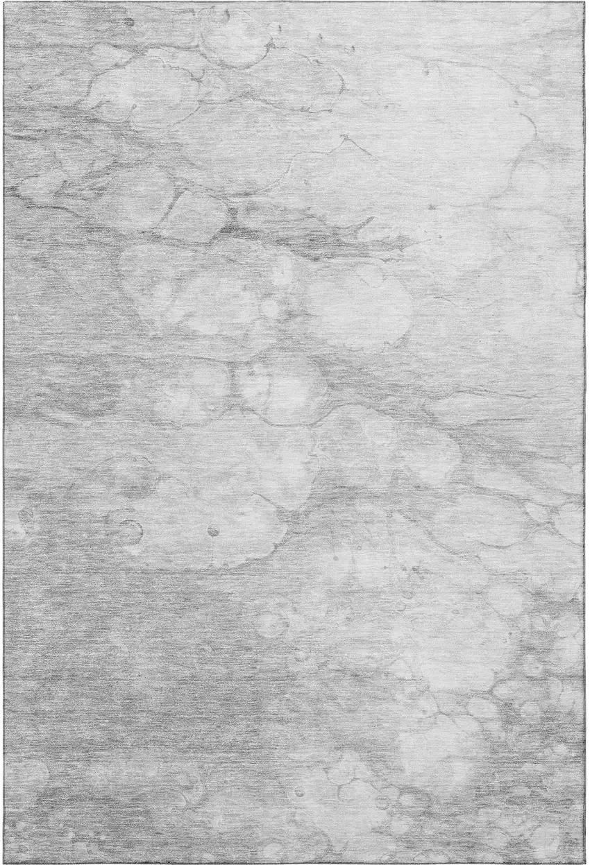 Silver And Gray Abstract Washable Area Rug With UV Protection Photo 4
