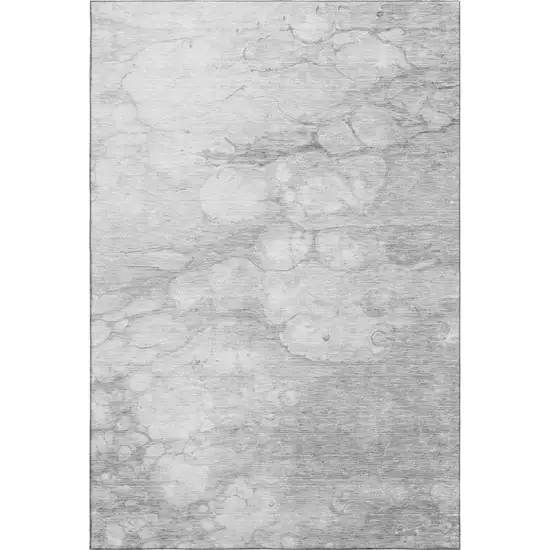 Silver And Gray Abstract Washable Area Rug With UV Protection Photo 8