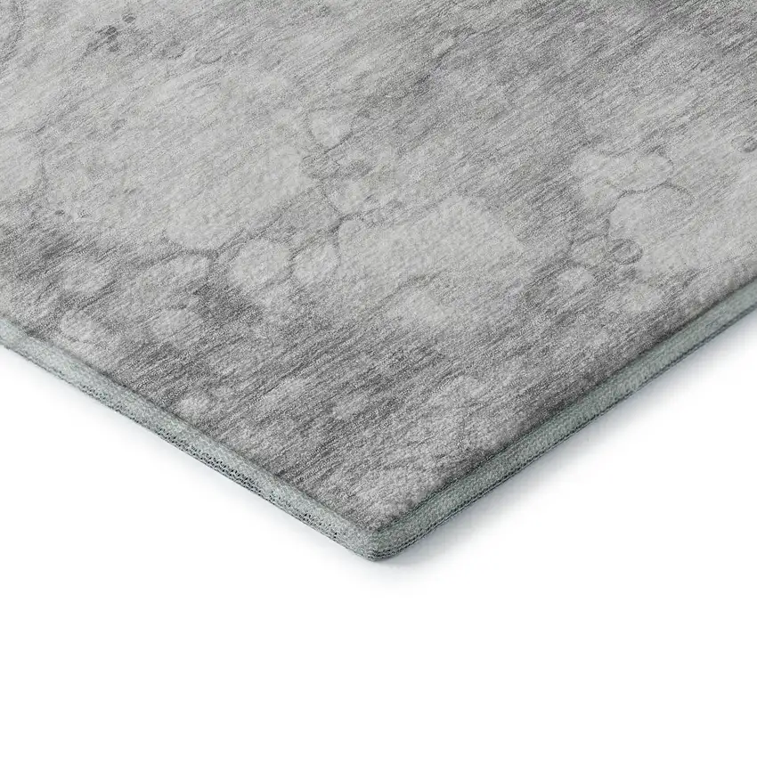 Silver And Gray Abstract Washable Area Rug With UV Protection Photo 7