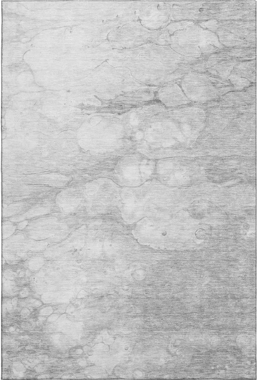 Silver And Gray Abstract Washable Area Rug With UV Protection Photo 2