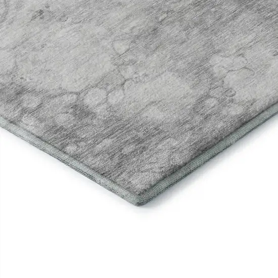 Silver And Gray Abstract Washable Area Rug With UV Protection Photo 8