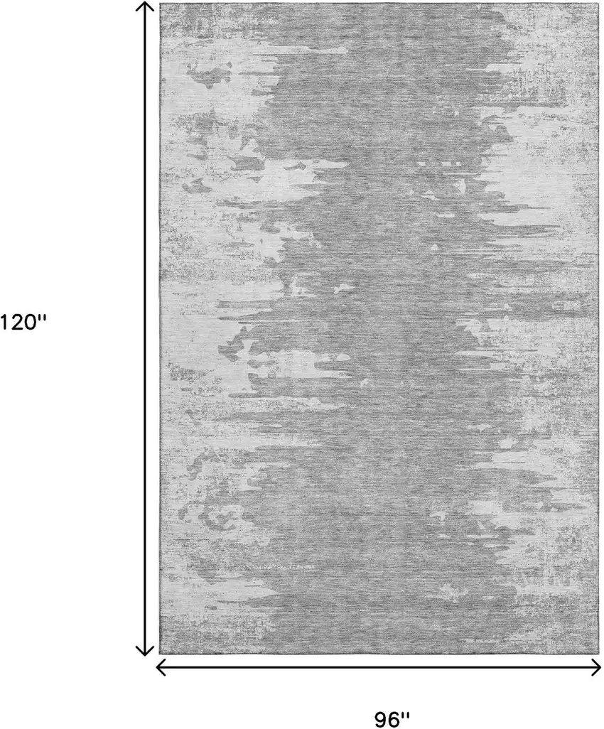 Silver And Gray Abstract Washable Area Rug With UV Protection Photo 3