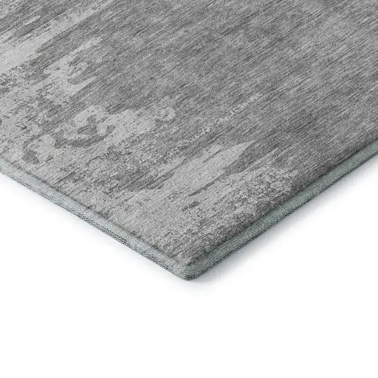 Silver And Gray Abstract Washable Area Rug With UV Protection Photo 7