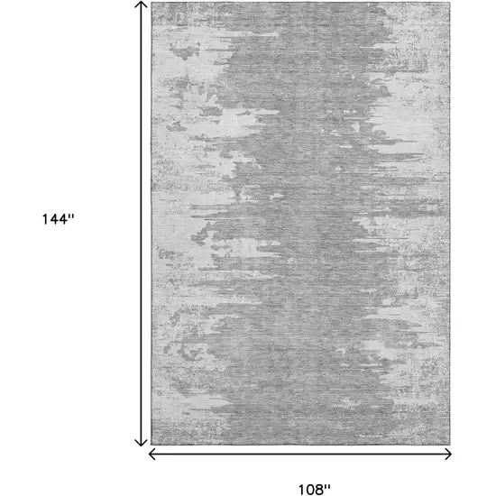 Silver And Gray Abstract Washable Area Rug With UV Protection Photo 3
