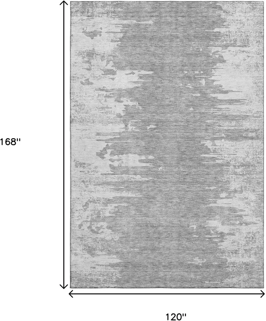 Silver And Gray Abstract Washable Area Rug With UV Protection Photo 3