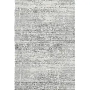 Photo of Silver And Gray Abstract Washable Area Rug With UV Protection