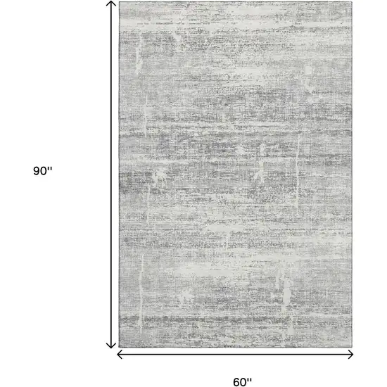 Silver And Gray Abstract Washable Area Rug With UV Protection Photo 3