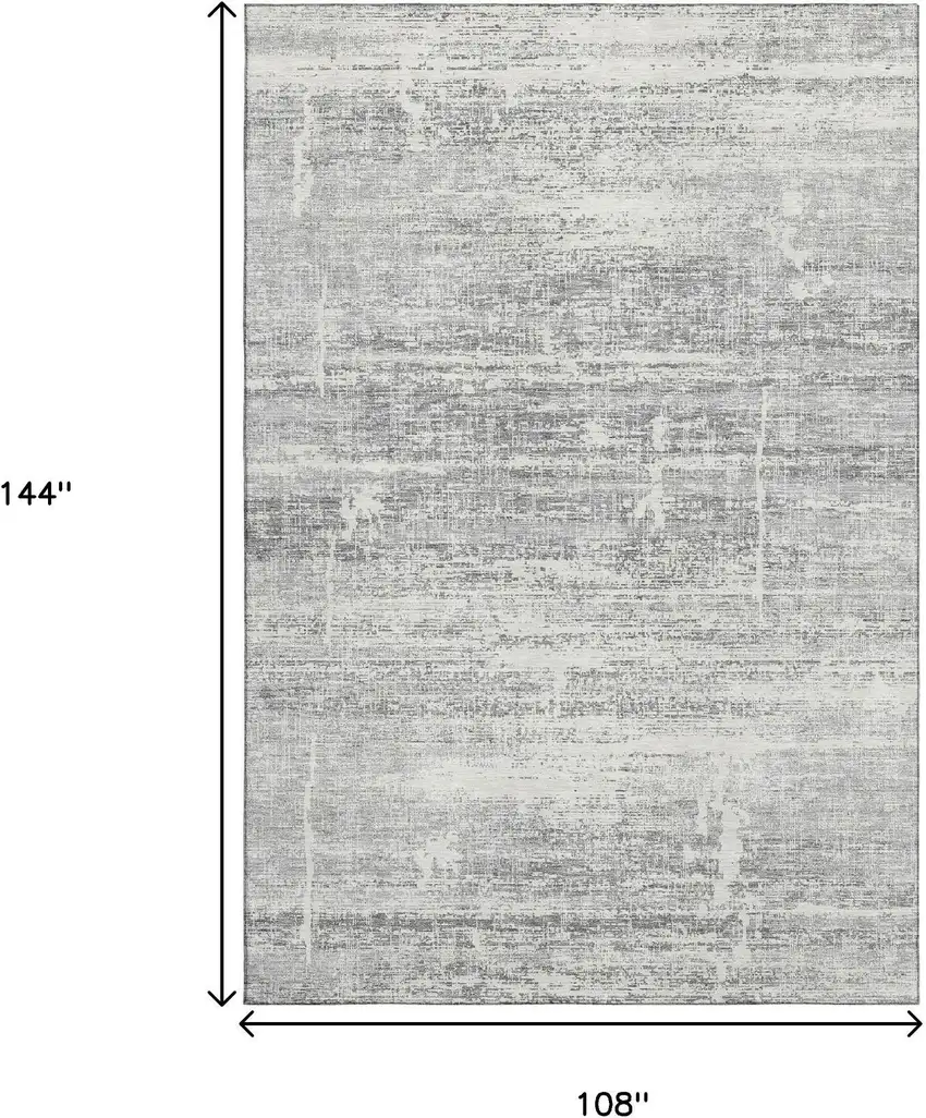 Silver And Gray Abstract Washable Area Rug With UV Protection Photo 3